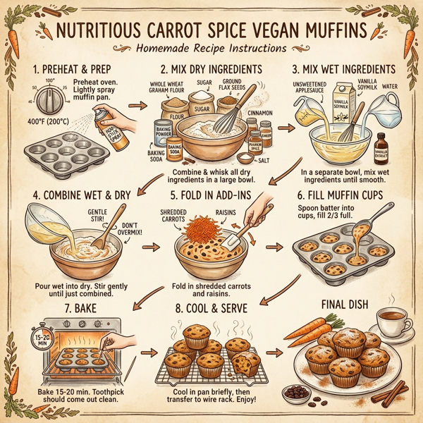 Nutritious Carrot Spice Vegan Muffins instructions