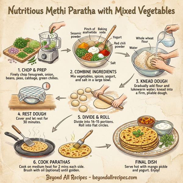 Nutritious Methi Paratha with Mixed Vegetables instructions