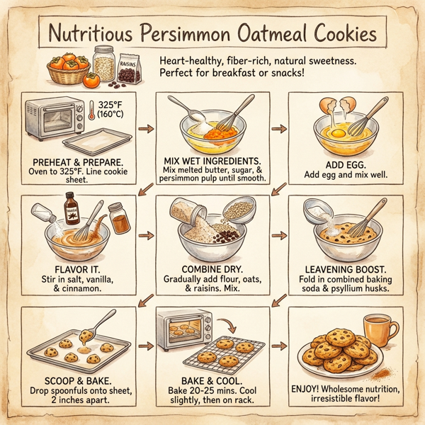 Nutritious Persimmon Oatmeal Cookies instructions