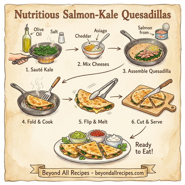 Nutritious Salmon-Kale Quesadillas instructions
