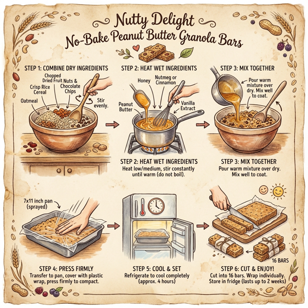 Nutty Delight No-Bake Peanut Butter Granola Bars instructions