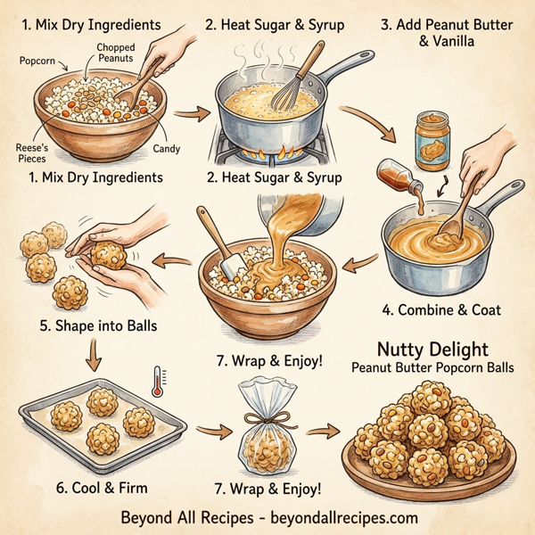 Nutty Delight Peanut Butter Popcorn Balls instructions