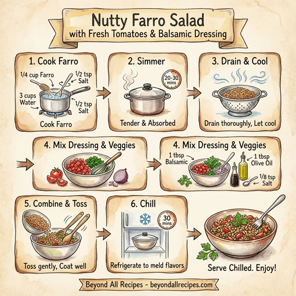 Nutty Farro Salad with Fresh Tomatoes and Balsamic Dressing instructions