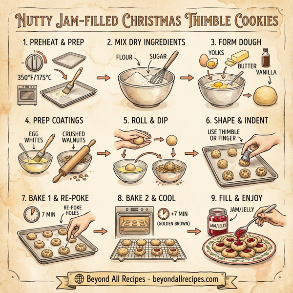 Nutty Jam-Filled Christmas Thimble Cookies instructions