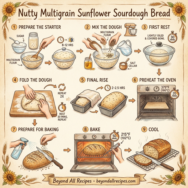Nutty Multigrain Sunflower Sourdough Bread instructions