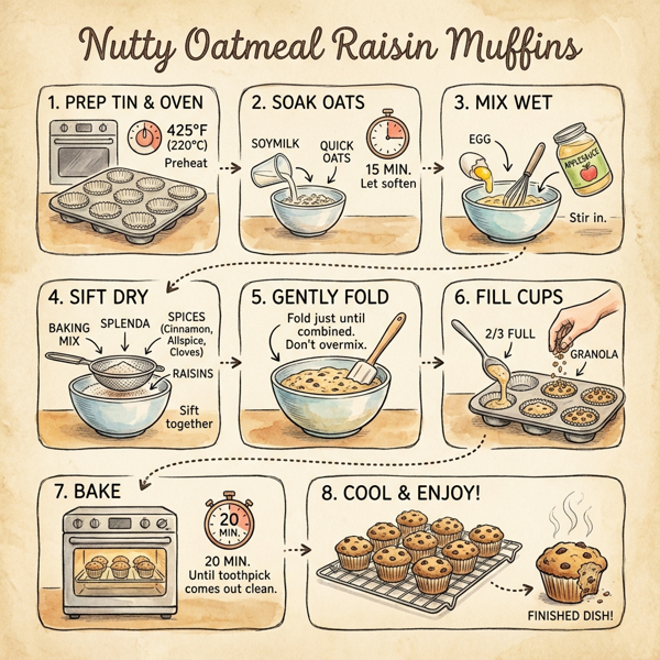 Nutty Oatmeal Raisin Muffins instructions