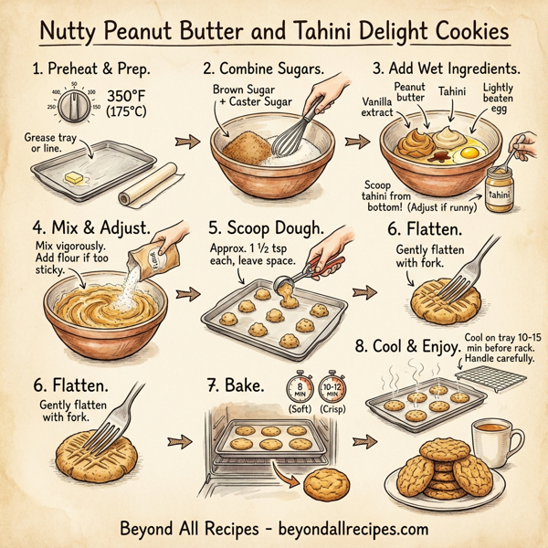 Nutty Peanut Butter and Tahini Delight Cookies instructions