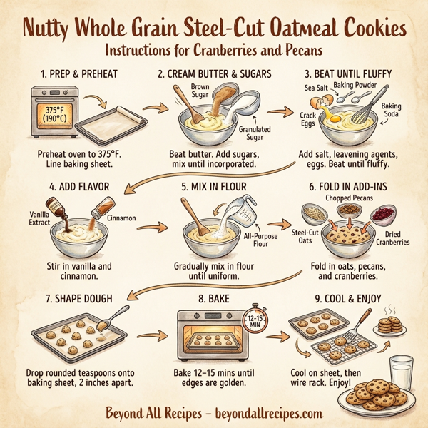 Nutty Whole Grain Steel-Cut Oatmeal Cookies with Cranberries and Pecans instructions