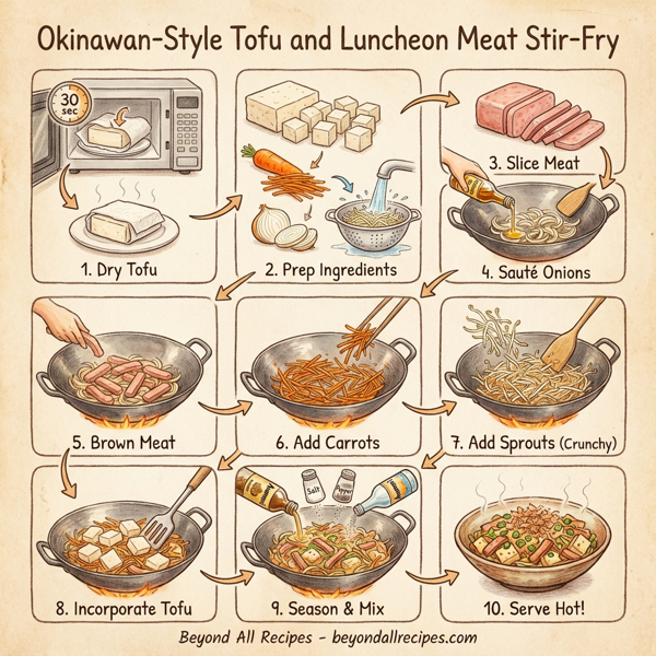 Okinawan-Style Tofu and Luncheon Meat Stir-Fry instructions
