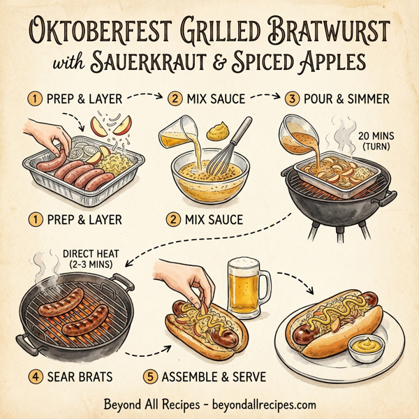 Oktoberfest Grilled Bratwurst with Sauerkraut and Spiced Apples instructions