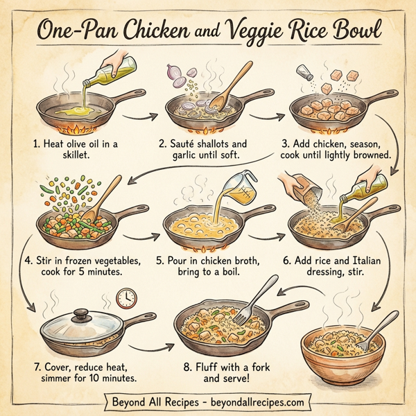 One-Pan Chicken and Veggie Rice Bowl instructions