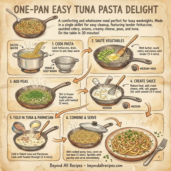 One-Pan Easy Tuna Pasta Delight instructions