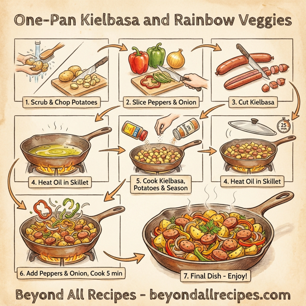 One-Pan Kielbasa and Rainbow Veggies instructions