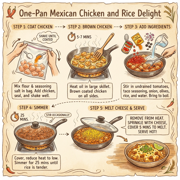 One-Pan Mexican Chicken and Rice Delight instructions