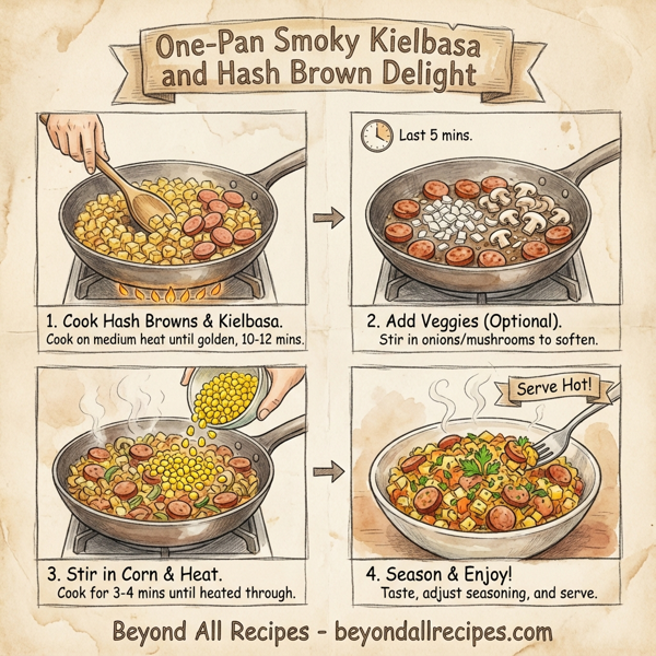One-Pan Smoky Kielbasa and Hash Brown Delight instructions