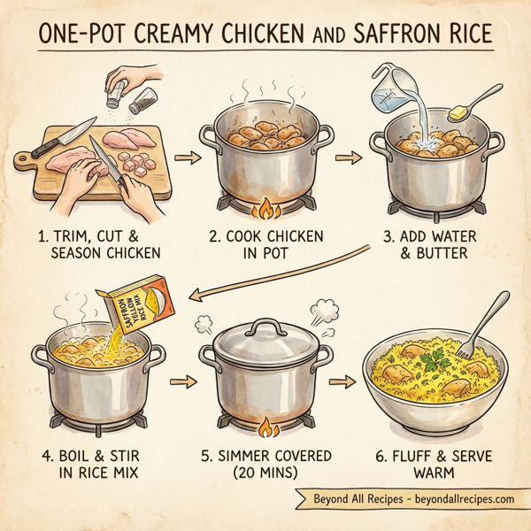 One-Pot Creamy Chicken and Saffron Rice instructions