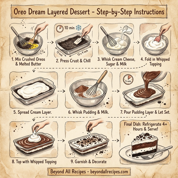 Oreo Dream Layered Dessert instructions