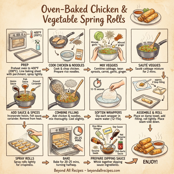 Oven-Baked Chicken & Vegetable Spring Rolls instructions