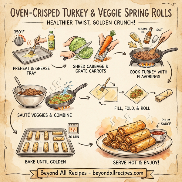 Oven-Crisped Turkey and Veggie Spring Rolls instructions