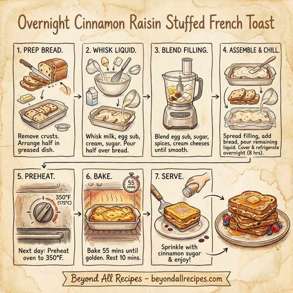 Overnight Cinnamon Raisin Stuffed French Toast instructions