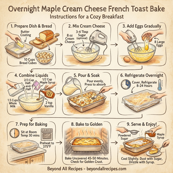 Overnight Maple Cream Cheese French Toast Bake instructions