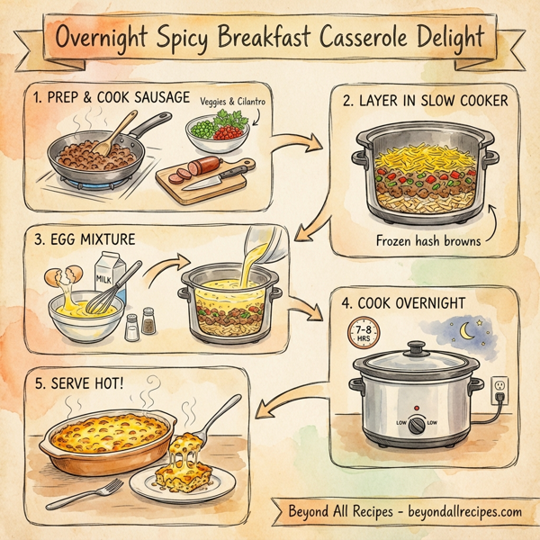 Overnight Spicy Breakfast Casserole Delight instructions