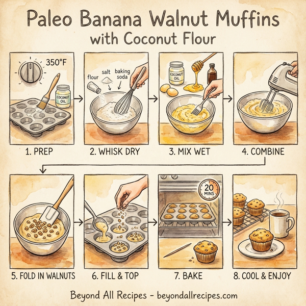 Paleo Banana Walnut Muffins with Coconut Flour instructions