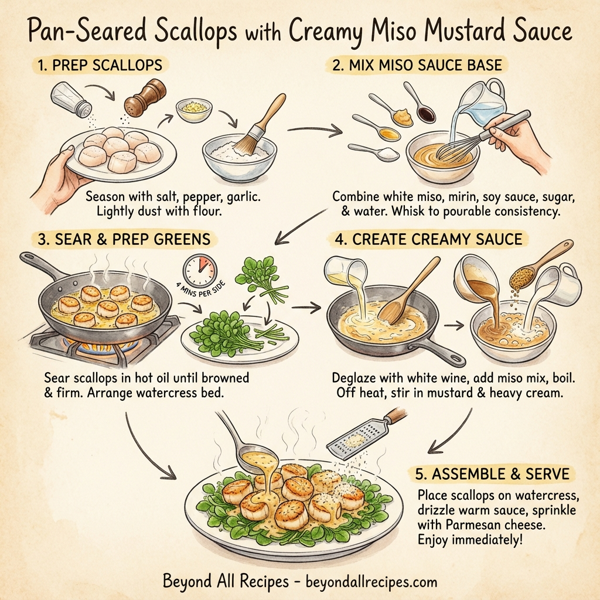 Pan-Seared Scallops with Creamy Miso Mustard Sauce instructions