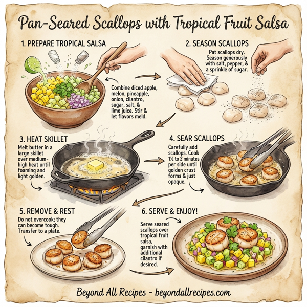 Pan-Seared Scallops with Tropical Fruit Salsa instructions
