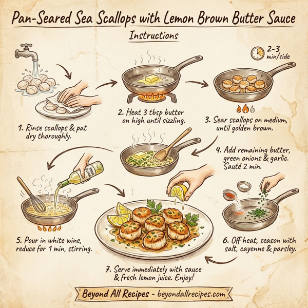 Pan-Seared Sea Scallops with Lemon Brown Butter Sauce instructions