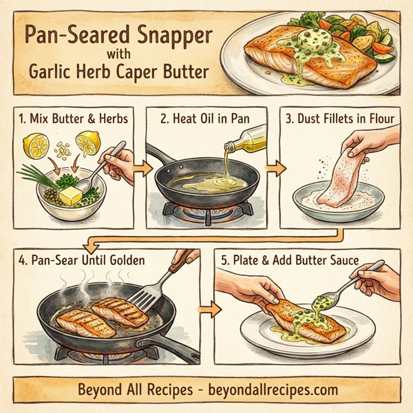 Pan-Seared Snapper with Garlic Herb Caper Butter instructions