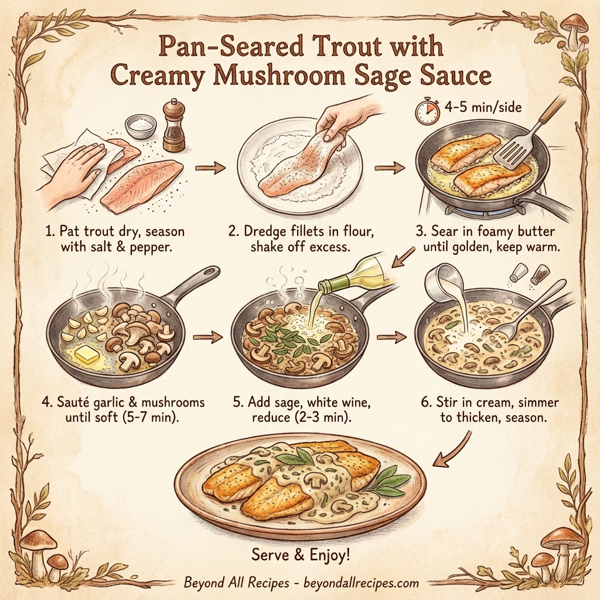 Pan-Seared Trout with Creamy Mushroom Sage Sauce instructions