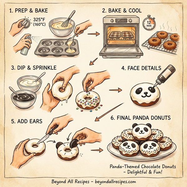 Panda-Themed Chocolate Donuts instructions
