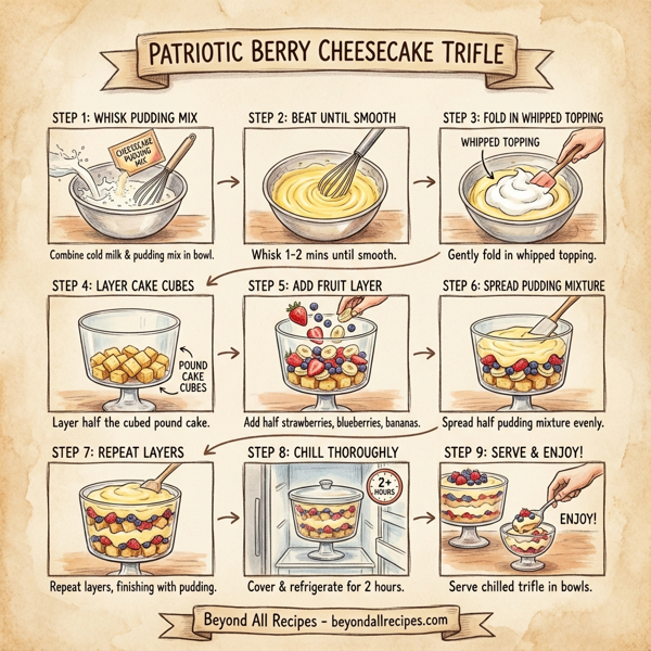Patriotic Berry Cheesecake Trifle instructions