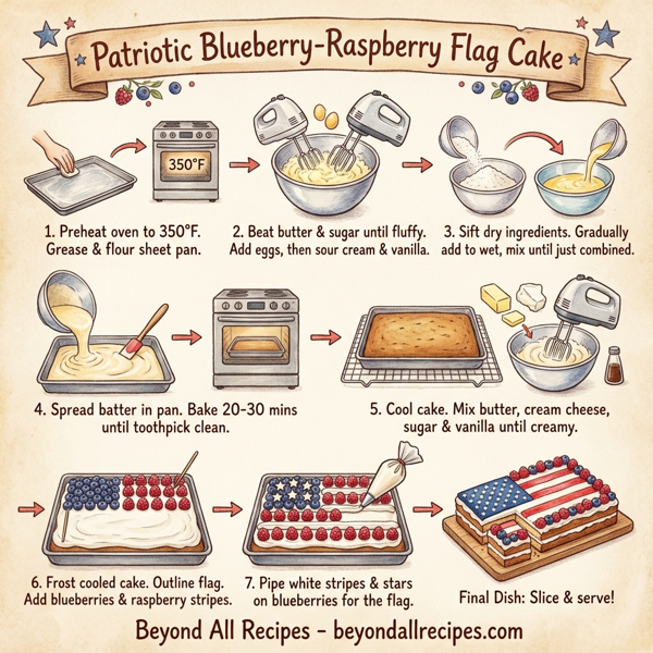 Patriotic Blueberry-Raspberry Flag Cake instructions