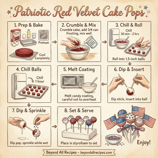 Patriotic Red Velvet Cake Pops instructions