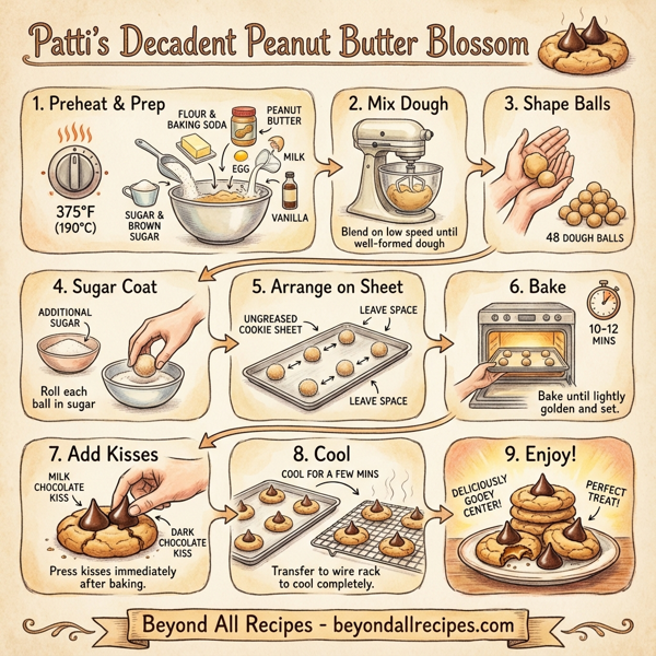 Patti's Decadent Peanut Butter Blossom Cookies instructions