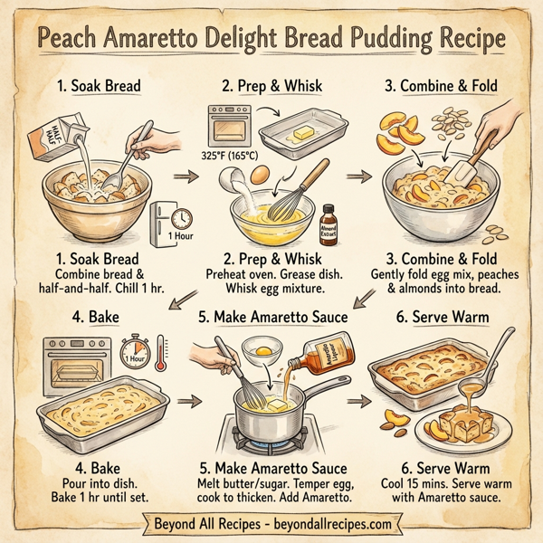Peach Amaretto Delight Bread Pudding instructions