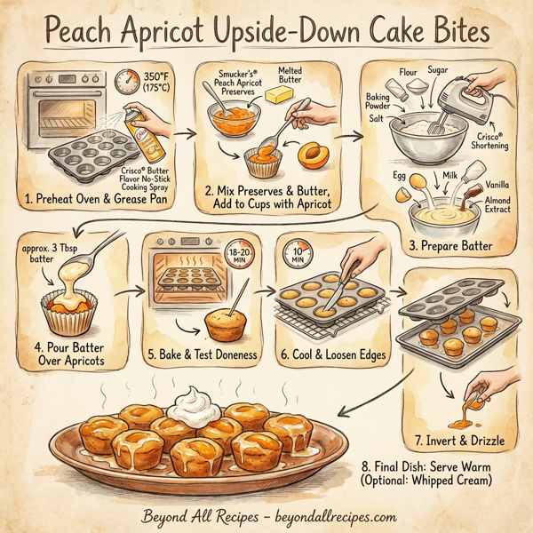 Peach Apricot Upside-Down Cake Bites instructions