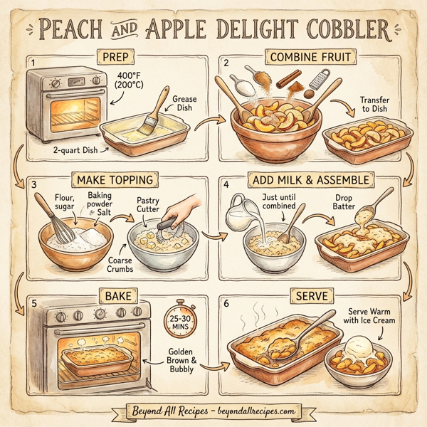 Peach and Apple Delight Cobbler instructions
