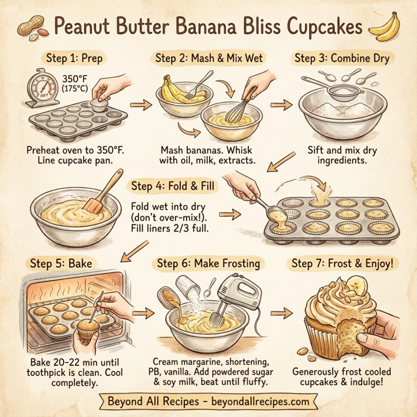 Peanut Butter Banana Bliss Cupcakes instructions