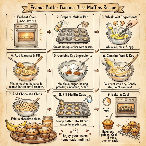 Peanut Butter Banana Bliss Muffins instructions