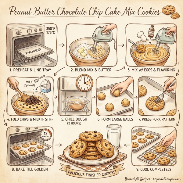 Peanut Butter Chocolate Chip Cake Mix Cookies instructions