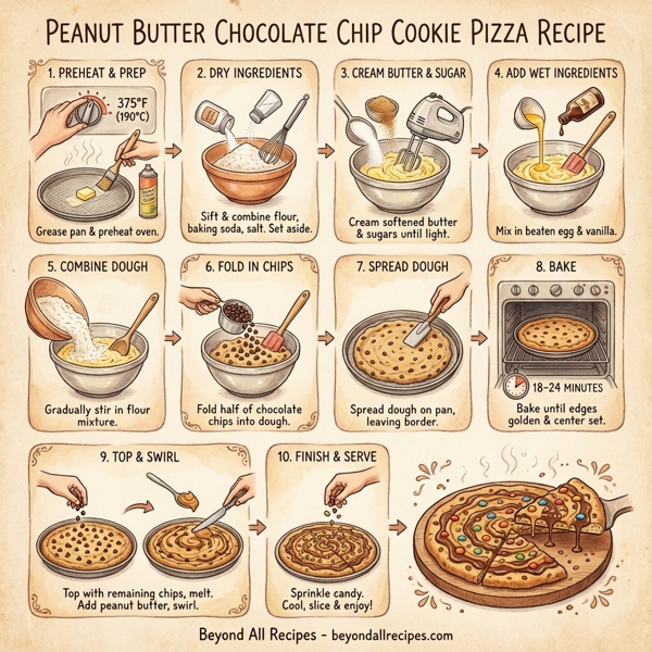 Peanut Butter Chocolate Chip Cookie Pizza instructions
