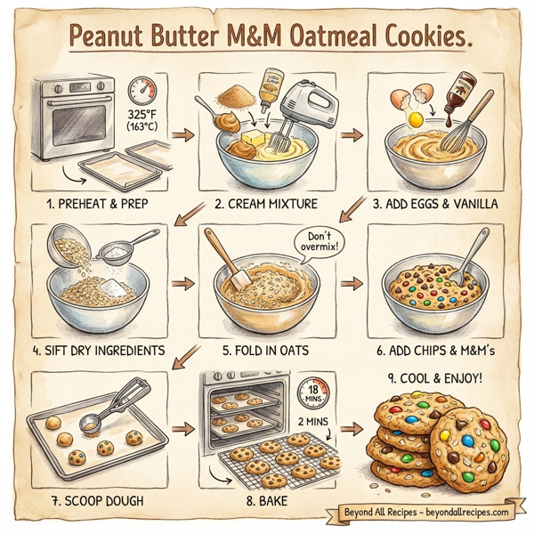Peanut Butter M&M Oatmeal Cookies instructions