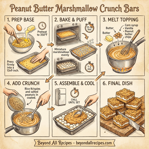 Peanut Butter Marshmallow Crunch Bars instructions