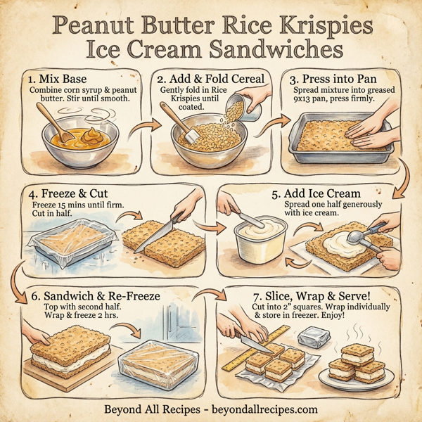Peanut Butter Rice Krispies Ice Cream Sandwiches instructions