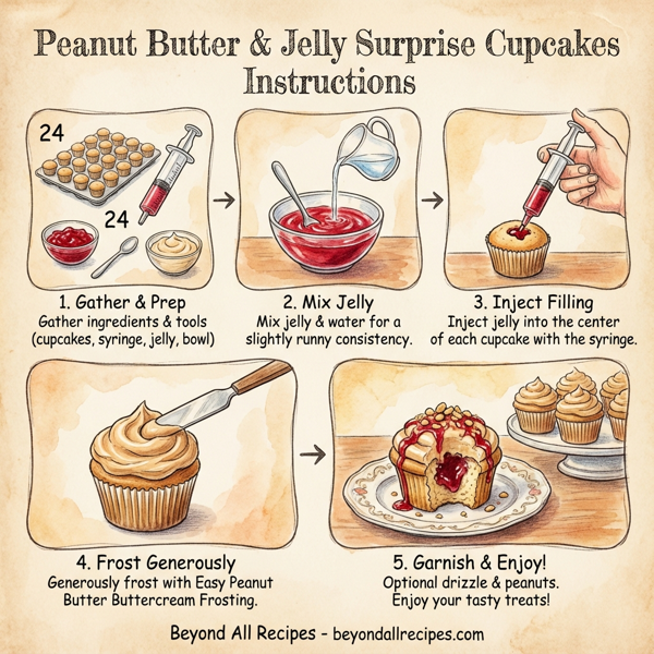 Peanut Butter & Jelly Surprise Cupcakes instructions