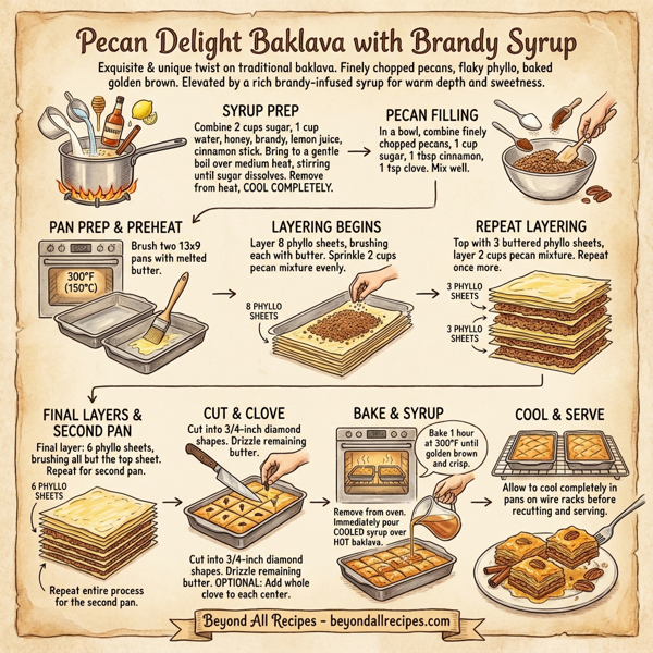 Pecan Delight Baklava with Brandy Syrup instructions