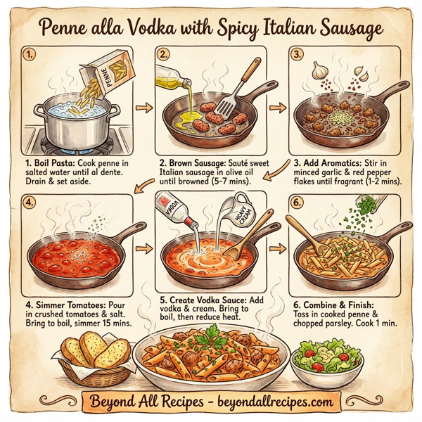 Penne alla Vodka with Spicy Italian Sausage instructions